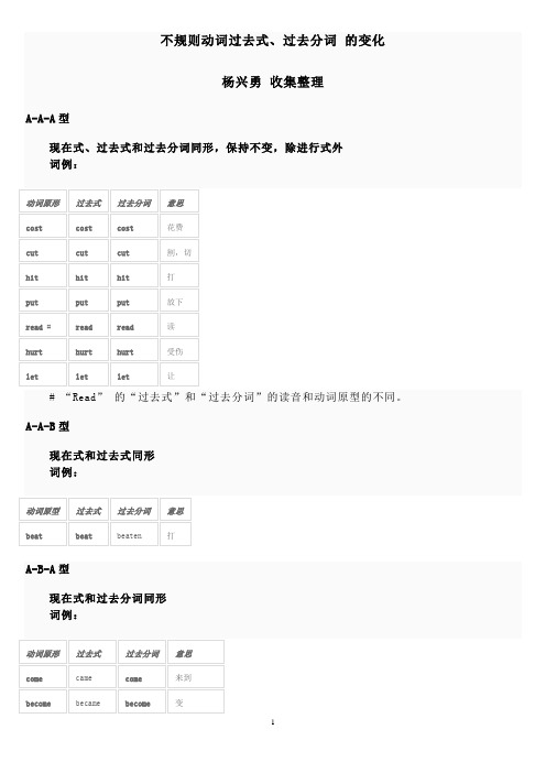 最良かつ最も包括的な主要不規則動詞変化表