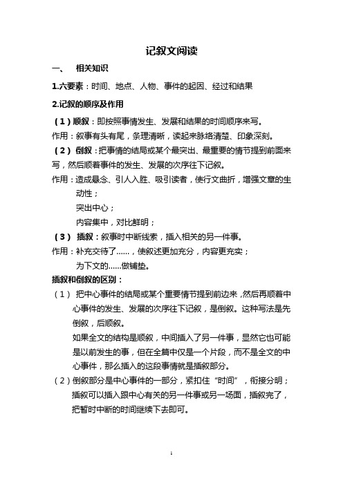 六要素:时间,地点,人物,事件的起因,经过和结果 2.