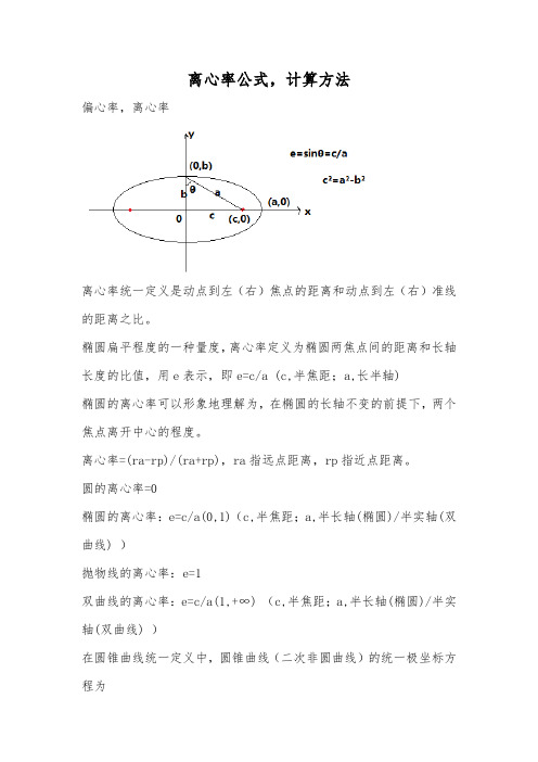 離心率公式,計算方法 偏心率,離心率 離心率統一定義是動點到左(右)