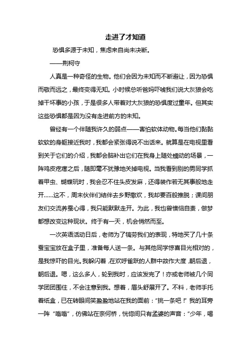 走进了才知道 恐惧多源于未知,焦虑来自尚未决断.