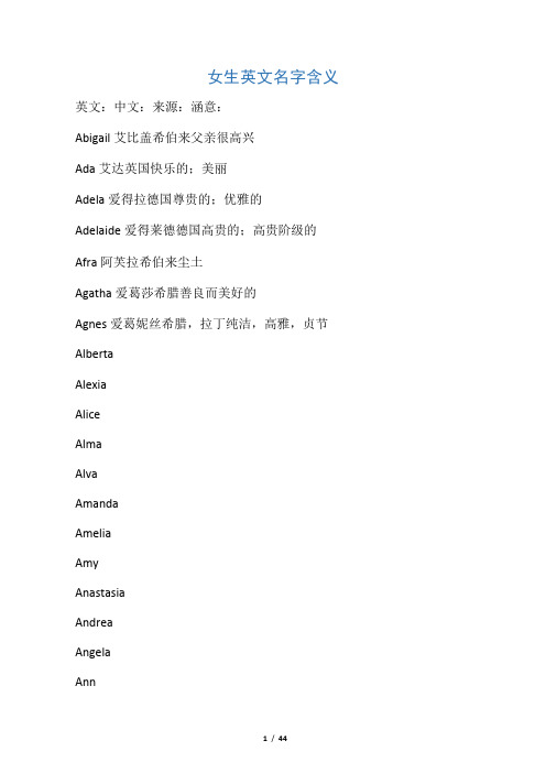 女孩有内涵的英文名字 - 百度文库