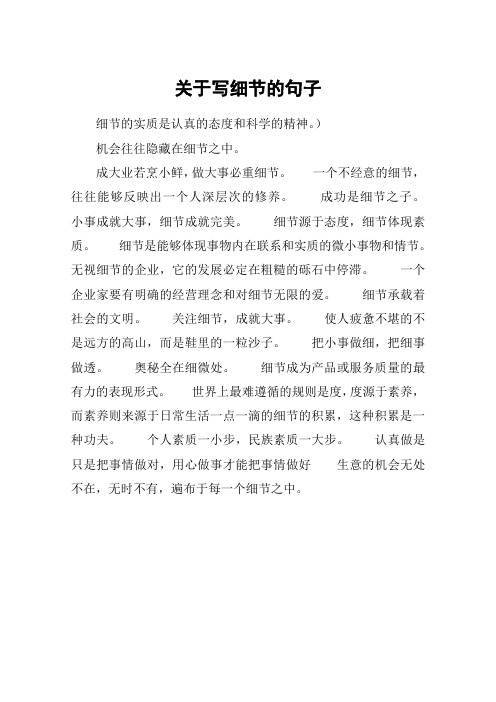 关于写细节的句子 细节的实质是认真的态度和科学的精神.