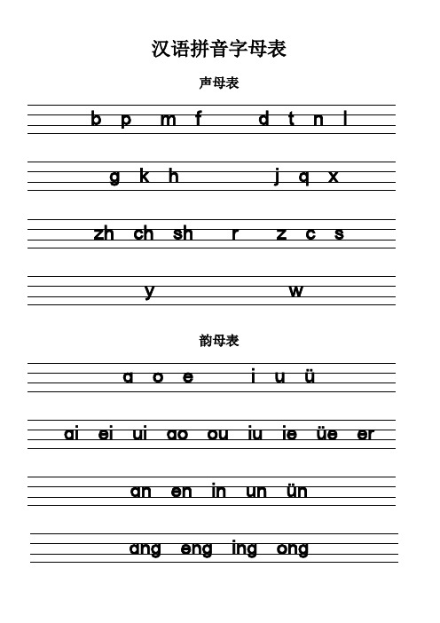 声母表 b p m fd t n l g k h j q x zh ch sh r z c s y w 韵母表 ɑ