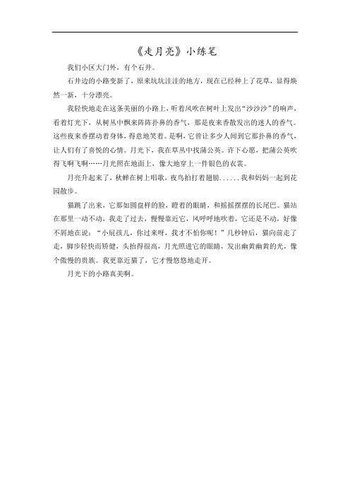 《走月亮》小练笔 我们小区大门外,有个石井.