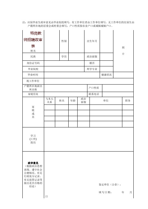 現工作單位|戶籍所在地派出所名稱|戶口性質|家庭住址|聯繫電話|家