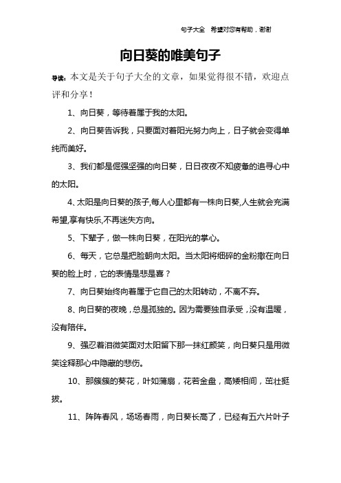 1,向日葵,等待着属于我的太阳.