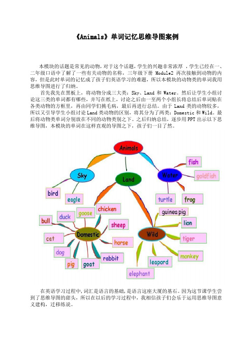 《animals》單詞記憶思維導圖案例 本模塊的話題是常見的動物,對於