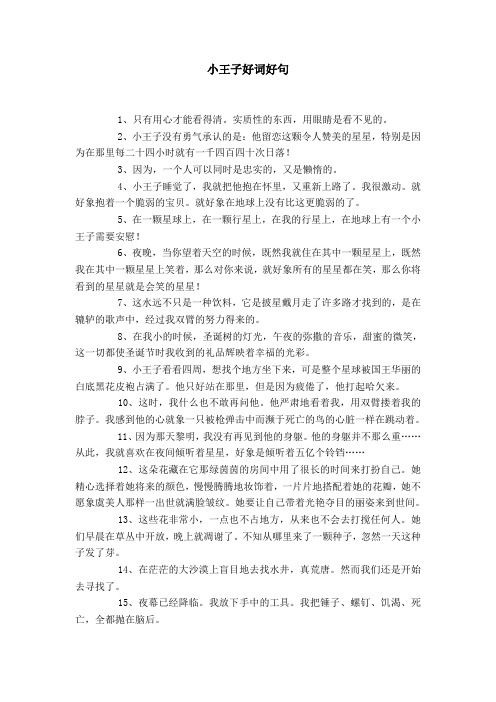 小王子好词好句 1,只有用心才能看得清.