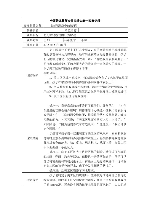 小班美工区观察记录 - 百度文库
