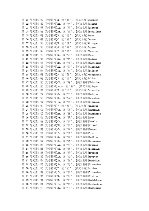 化学元素周期表读音 百度文库