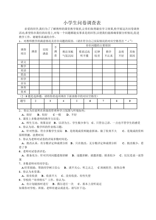 让你们取得最佳学习效果,特开展这次问卷调查活动,希望你在我们的问卷