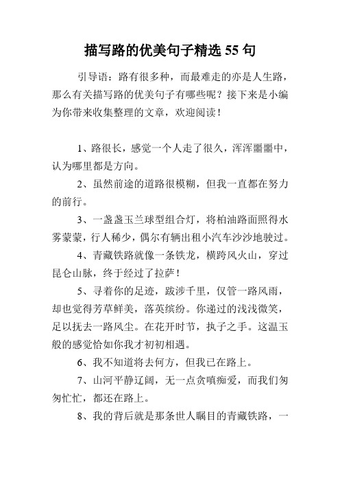 描写路的优美句子精选55句 引导语:路有很多种,而最难走的亦是人生路