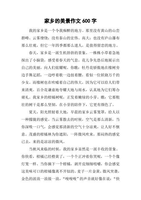 家鄉的美景作文600字 我的家鄉是一個令我痴醉的地方.