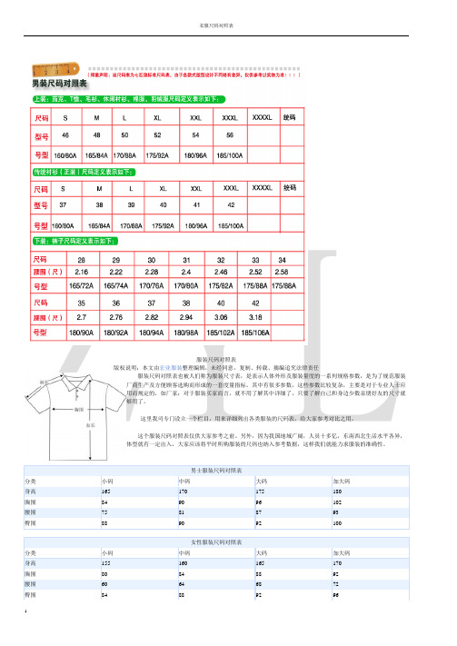 摘編追究法律責任 服裝尺碼對照表也被人們稱為服裝尺寸表,是表示人體