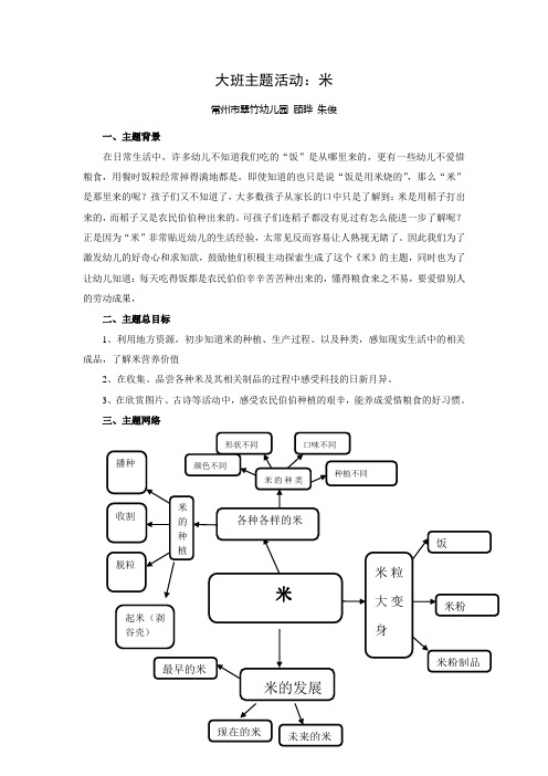 大班主题活动:米 常州市翠竹幼儿园 顾晔 朱俊 一,主题背景 在日常