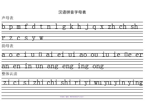 汉语拼音字母表 声母表 b p m f d t n l g k h j q x zh ch sh r z c
