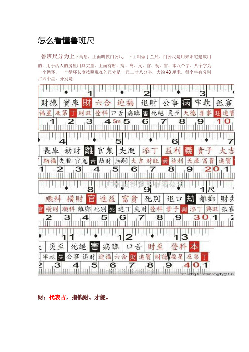怎么看懂鲁班尺 鲁班尺分为上下两层,上面叫做门公尺,下面叫做丁兰尺.