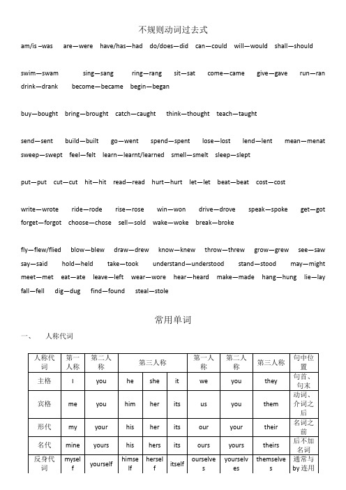 不规则动词过去式 am/is–was are—were have/has—hadd/des—did