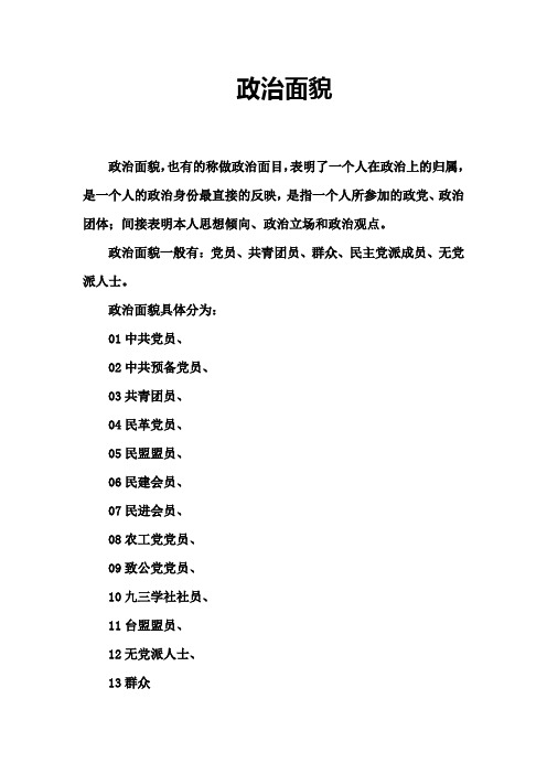 个人简历政治面貌怎么填