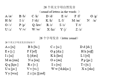 26個英文字母自然發音 (sund f letters in the wrds) a // b /b/ c