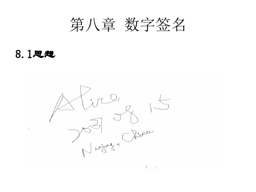 1思想 手写签名:alice对一个文档利用手写签 手写签名 名后, 人们就