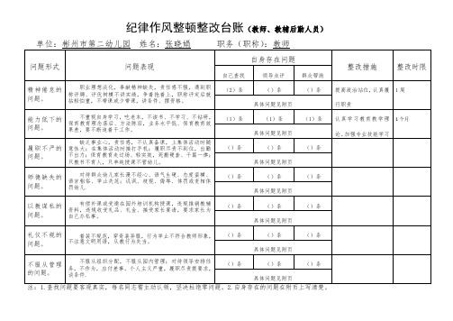 个人作风整顿整改台账 百度文库