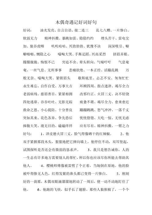 木偶奇遇记好词好句 好词:油光发亮,自言自语,接二连三乱七八糟,一片