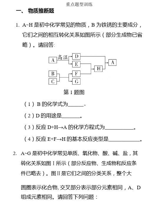 a~h是初中化学常见的物质,b为铁锈的主要成分,它们之间的相互转化关系
