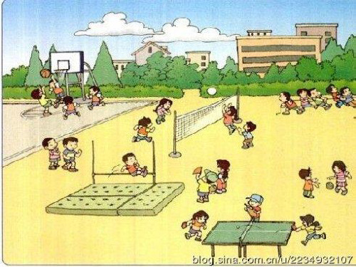 操场上真热闹! 操场上 下课了,同学们,像小鸟