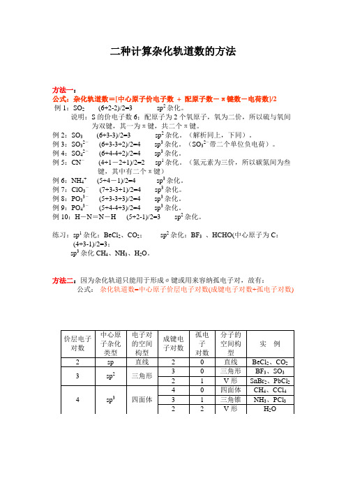 例1:so2(6 2-2)/2=3 sp2雜化