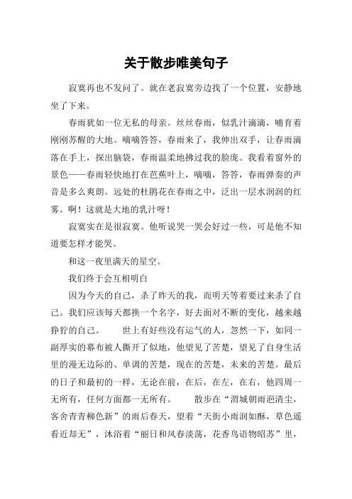 关于散步唯美句子 寂寞再也不发问了.