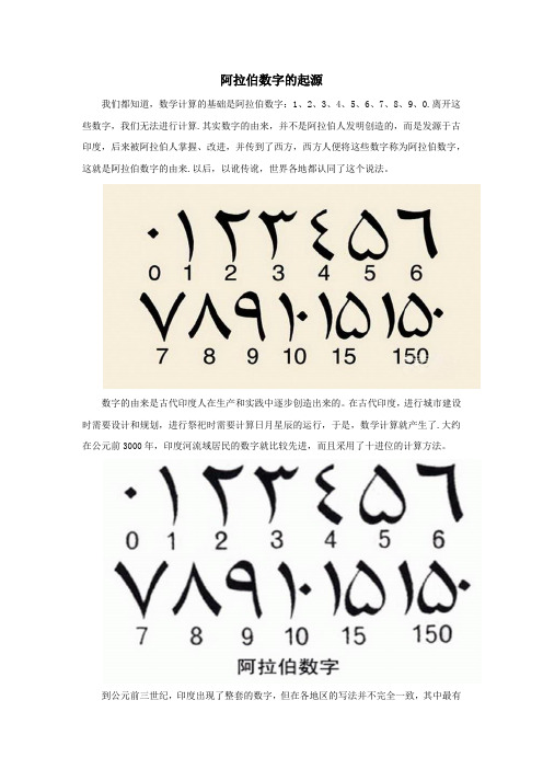 阿拉伯数字的起源 我们都知道,数学计算的基础是阿拉伯数字:1,2,3,4,5