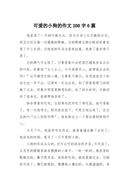 可愛的小狗的作文200字6篇 我家養了一隻狗叫做灰灰,因為它身上長無數