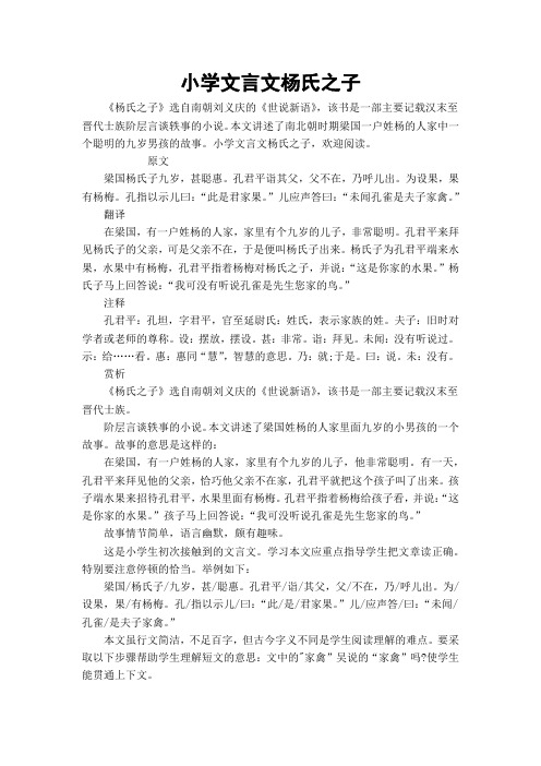 杨氏之子文言文翻译 - 百度文库