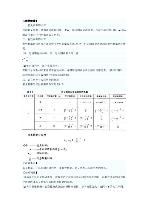 实际利率与名义利率的计算公式