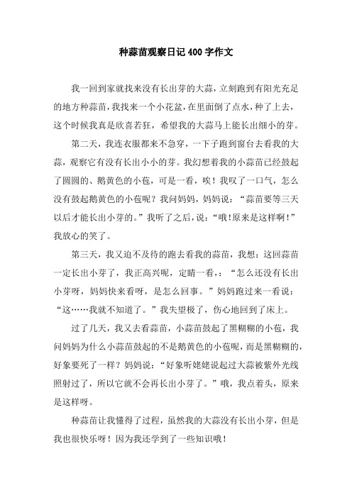 观察日记作文400字四年级写植物蒜苗的简单介绍