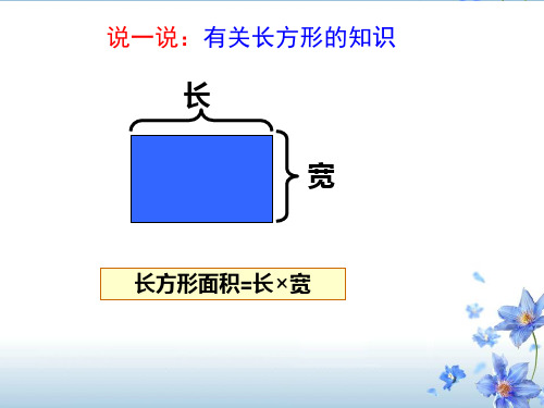 说一说:有关长方形的知识 长宽 长方形面积=长×宽 1,什么叫平行四边