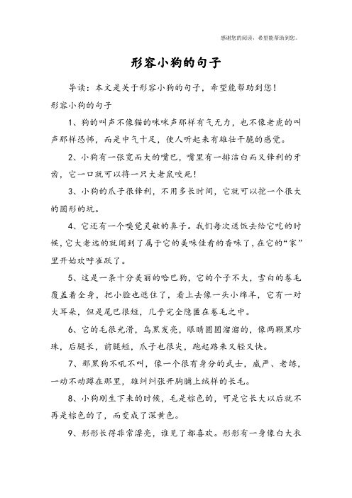 形容小狗的句子1,狗的叫声不像猫的咪咪声那样有气无力,也不像老虎的