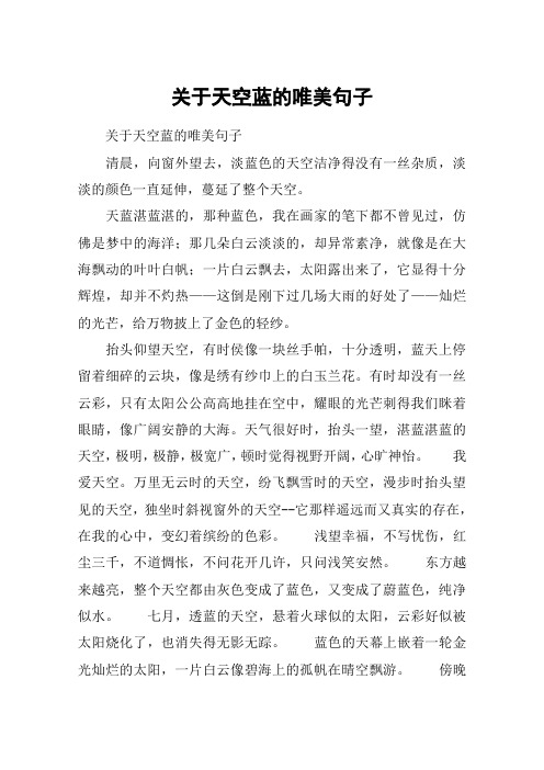 天蓝湛蓝湛的,那种蓝色,我在画家的笔下都不曾见过,仿佛是梦中的海洋