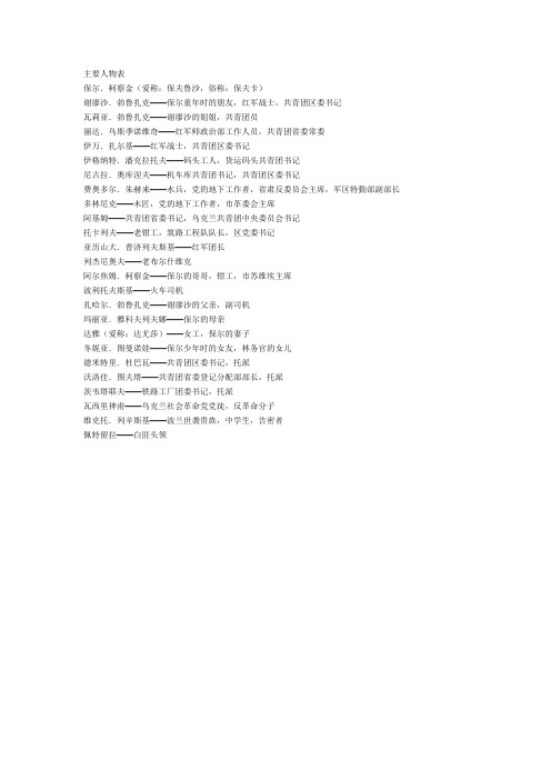 勃鲁扎克——保尔童年时的朋友,红军战士,共青团区委书记瓦莉亚.