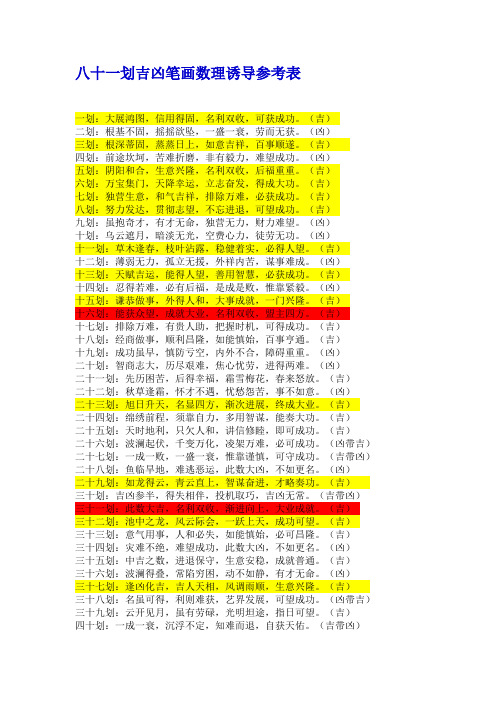 81数理吉凶表 - 百度文库