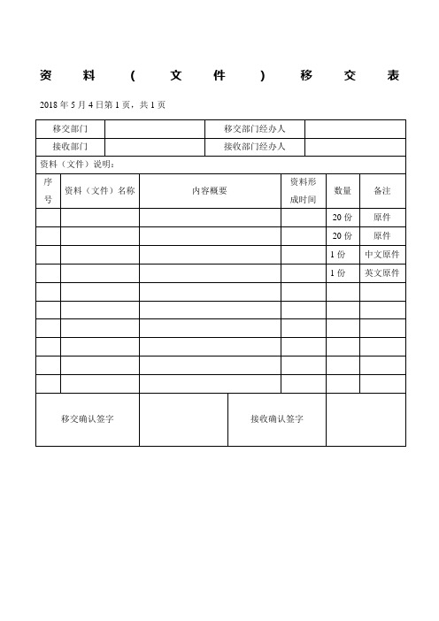 文件交接签收表 - 百度文库