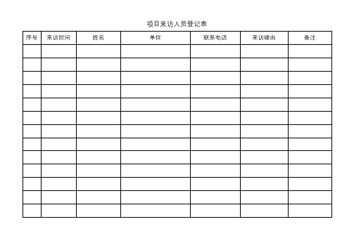 项目来访人员登记表 序号|来访时间|姓名|单位|联系电话|来访缘由