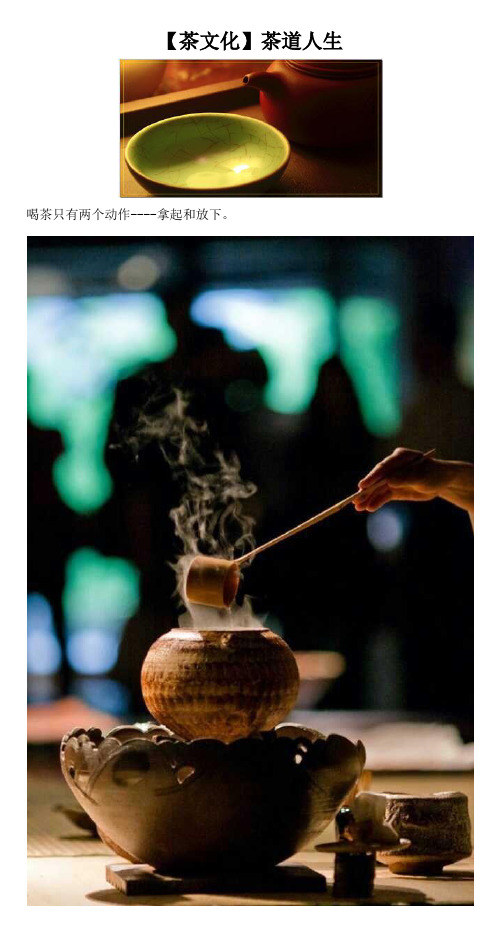 【茶文化】茶道人生 喝茶只有两个动作--拿起和放下.