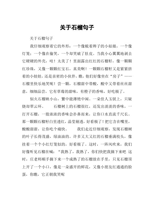 关于石榴句子 关于石榴句子我仔细观察着它的外形:一个像梳着辫子的小