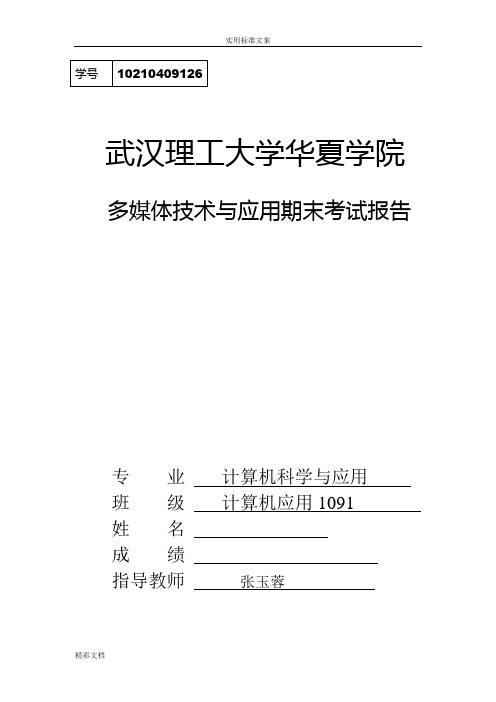 武汉理工大学华夏学院 多媒体技术与应用期末考试报告专业计算机科学