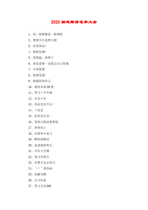 2020励志微信名字大全 1,每一段路都是一种领悟2,梦想不只是梦与想3