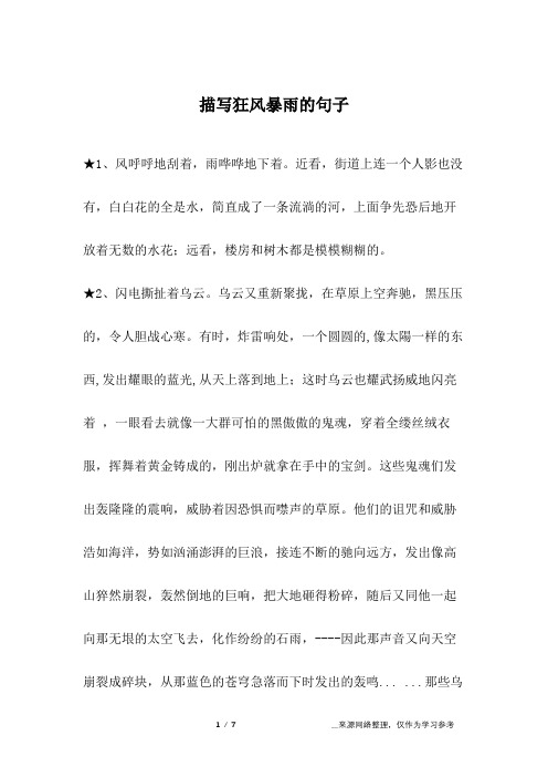 形容狂风暴雨的唯美句子 - 百度文库