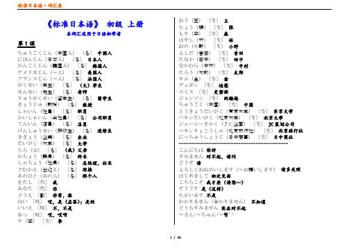 新版中日交流标准日本语初级单词表上下册 Word打印版 百度文库