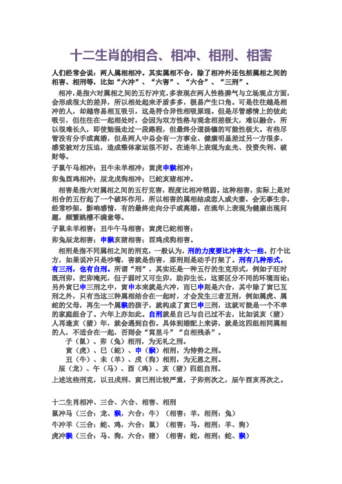 属相不合,除了相冲外还包括属相之间的相害,相刑等,比如"六冲","六害"